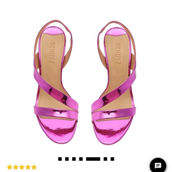 NEW Schutz Fuchsia Kelly Specchio Leather Strappy Sandal Heel Size 7, MSRP $118 - Picture 2 of 12